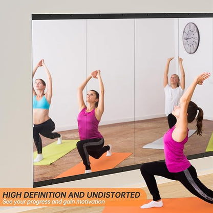Hasipu Home Gym Mirror, 2 Pcs 63 x 28 Inches Each, Tempered Glass Wall Mounted Frameless Workout Mirrors, Ideal for Gym, Yoga, Garage, Dance Studio, Living Room, Bedroom, Bathroom Walnut Rectangular
