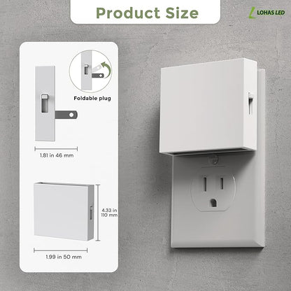 L LOHAS LED Night Light,Night Lights Plug into Wall,0-100LM Stepless Dimmable Brightness,Dusk to Dawn Sensor,3000K Soft White,Foldable Night Lights for Travel Bathroom Hallway