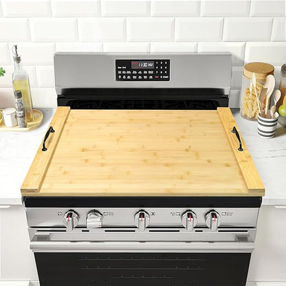 GASHELL Noodle Board Wood Stovetop Cover with Handles for Electric/Gas Stove Top(Bamboo)
