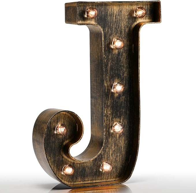 Pooqla Vintage Light Up Marquee Letters with Lights – Illuminated Industrial Style Lighted Alphabet Letter Signs - Coffee Bar Apartment Bedroom Wall Home Initials Decor A-Z