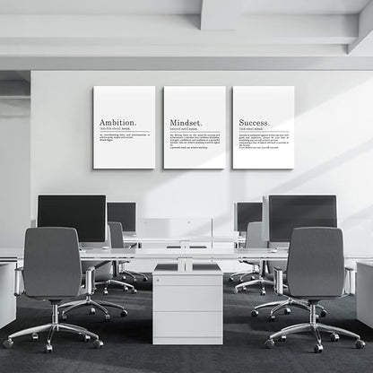 EPHANY ART - Inspirational Canvas Prints - Mindset Quotes, Motivational Wall Art Success Framed Entrepreneur Poster - Positive Quotes Wall Poster for Home Office Workplace (L-3pcs, 24x36inchx3pcs)