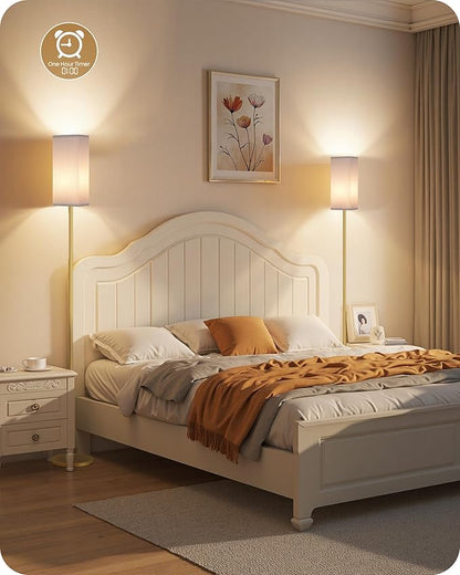 2Pack 64.2” Dimmable Floor Lamp for Living Room with Remote & Foot Switch, Corner Floor Lamp for Bedroom, Includes A19 Bulb, Modern Standing Tall Lamp, ETL Listed White and Gold DCW17LDP205