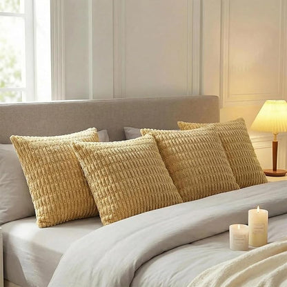 Fancy Homi 4 Packs Decorative Throw Pillow Covers for Living Room Couch Bed, Modern Farmhouse Boho Home Décor Accent Cushion Case, 20" x 20", Mustard Yellow