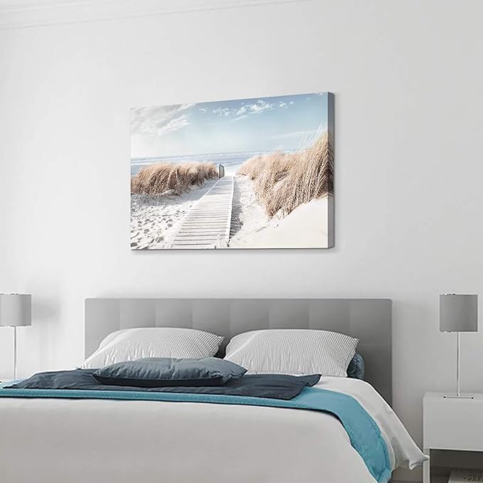 Hardy Gallery Beach Canvas Wall Art Prints: Coastal Seascape Picture Road to Beach Artwork Painting on Canvas for Living Room (45'' x 30'' x 1 Panel)