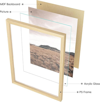 ArtbyHannah Gallery Wall Frame Set,Beige Picture Frames Collage Wall Decor with Neutural Art for Living Room Stariway,8 Pack Assorted Size 8"x10",5"x7",4"x6", Small