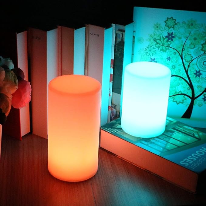 Cylinder Shape Color LED Mood Lamp,WONFAST Rechargeable Dimmable Night Light with Remote Control 16 Dimmable Colors 4 Effects for Kids and Adults,Ambient Decorative Party Lighting (10 * 20cm)