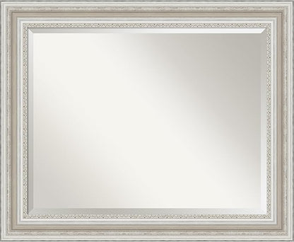 Amanti Art Silver Bathroom Mirror for Over Sink, 28x34 Parlor Silver Rectangle Vanity Mirror, Large Traditional Frame, Hangs Horizonally and Vertically, Bathroom Wall Decor, Beveled Edge