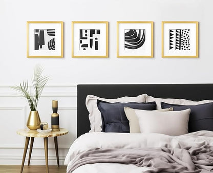 Yaetm Gold 12x12 Picture Frames Set of 9, Square Frame Displays 8x8 with Mat or 12x12 without Mat, Gallery Wall Frame Set for Wall Mounting (9 pack, Gold)