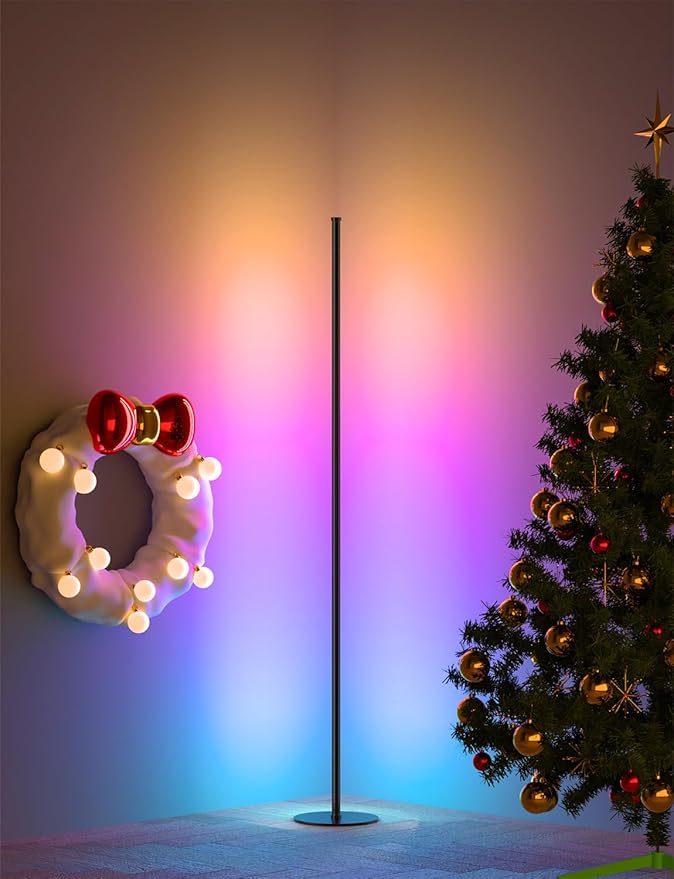 Eastfine Corner Floor Lamp 70", Upgraded RGB LED with Remote Control, App Control with 16 Million Colors and Dynamic Modes, Music Sync Timing, Ambient Lighting for TV Living Room Bedroom Gaming