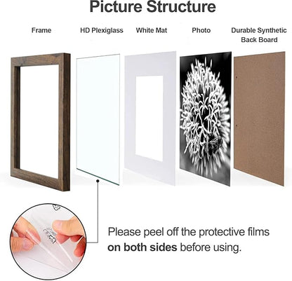 Yaetm 20x20 Picture Frame Brown Set of 3, Wood Grain Square Frames Display 16x16 with Mat or 20 x 20 without Mat, Gallery Wall 20x20 Frame for Wall Mounting (3 Pack, Brown)