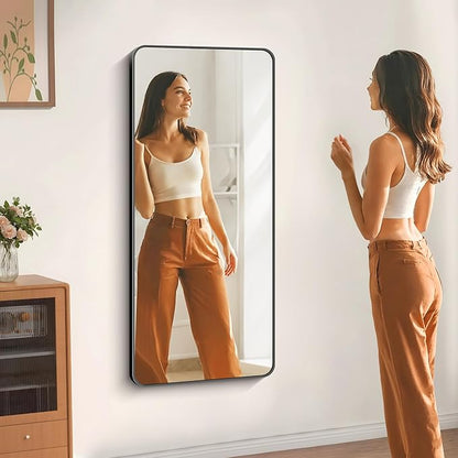 DESBING 24" x 55"Bathroom Mirror, Matte Black Wall Mirror with Metal Frame, Decorative Rectangular Vanity Mirror for Bedroom Bathroom Living Room Entryway (Horizontal/Vertical)