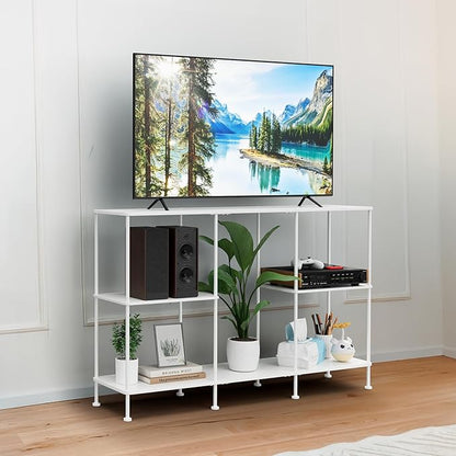 ETELI TV Stand for 50 Inch TV Tall Entertainment Center with Storage 3 Tier TV Console Table Stand Small Television Stands for Living Room and Bedroom White