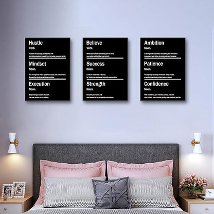 Inspirational Canvas Wall Art Home Decor 3 Pieces Motivational Entrepreneur Poster Print Positive Picture Painting Artwork for Living Room Gym School Office Stretched and Framed [60''W x 28''H]