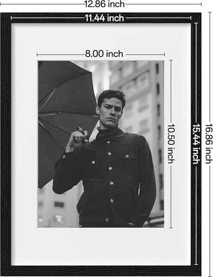 eletecpro 12x16 Picture Frames Set of 9, Classic Gallery Wall Frame Set Displays 8.5x11 Photos with Mat or 12x16 without Mat, Photo Frames Collage Wall Decor, Poster Display for Home Decor, Black