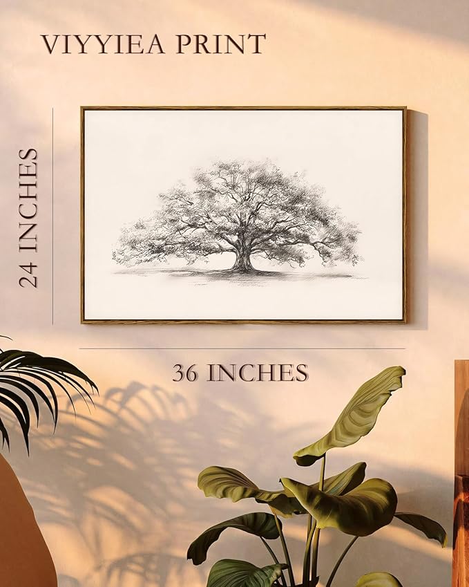 VIYYIEA Framed Canvas Wall Art Home Decor for Living Room, Large Wall Art Canvas Painting Picture Prints Tree, Home Decor Aesthetic Botanical Artwork Office, Ancient Tree, 24 X 36 Inches