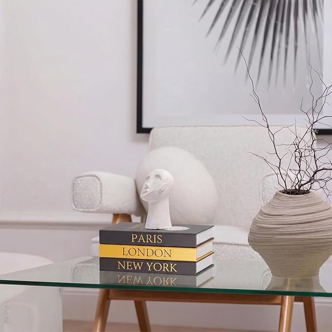 Decorative Books for Coffee Table Decor,3 PCS Stylish Fake Books of Room Decor Aesthetic,for Home Decor,Shelf,Entryway,Console Table,Fireplace Mantel Decor(Black and Gold Foil Stamping)