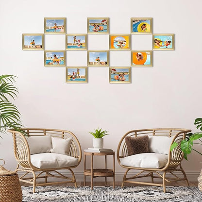 Giftgarden 5x7 Picture Frame Gold Set of 12, Multi Modern 5 x 7 Frames Bulk for Wall or Tabletop Display
