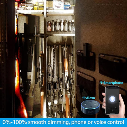 TORCHSTAR Voice Control Smart LED Safe Lighting Kit, (4) 12 Inch Dimmable Linkable Light Bars, Compatible with Alexa&Rocker Switch, 100-240V UL Power Adapter 600LM for Under Cabinet, 3000K Warm White