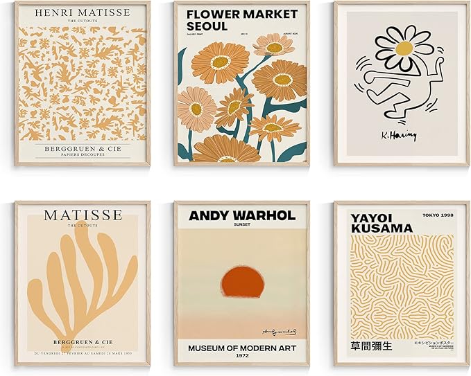 Habseligkeit Van Gogh Wall Art Prints, Flower Market Wall Art Prints, Matisse Posters for Room Aesthetic Unframed, 11x14in, Set of 6