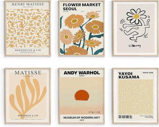 Habseligkeit Van Gogh Wall Art Prints, Flower Market Wall Art Prints, Matisse Posters for Room Aesthetic Unframed, 11x14in, Set of 6