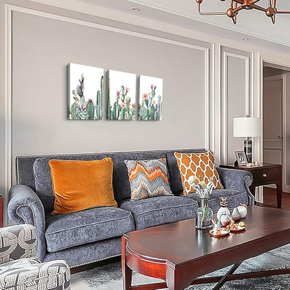 Canvas Wall Art For Living Room Family Wall Decor For Bedroom Kitchen Wall Art Pictures Artwork Prints Green Succulent Cactus Wall Painting Modern Framed Bathroom Home Decorations 12" X 16"3 Piece
