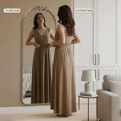 Besdomus Vintage Full Length Mirror: 56"x 21" Large Gold Floor Mirror - Traditional Ornate Baroque for Bedroom/Cloakroom/Entryway/Hallway - Home Decor for Living Room