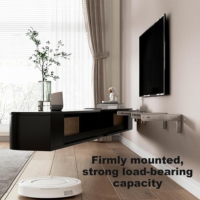 Floating TV Stand 71 Inch Wall Mounted TV Cabinet with 2 Drawers, TV Media Console with Flip-Down Door & Drawers for Living Room (Black, 70.9")