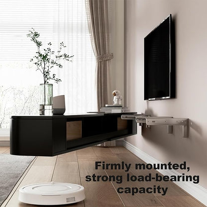 Floating TV Stand 71 Inch Wall Mounted TV Cabinet with 2 Drawers, TV Media Console with Flip-Down Door & Drawers for Living Room (Black, 70.9")