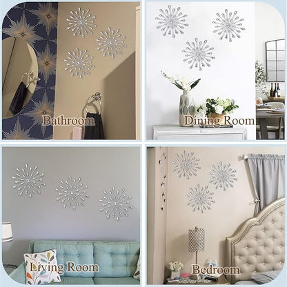 DXYAKY Set of 3 Silver Starburst Metal Wall Art Decor, 11.8 Inch Sparkling Diamond Star Jeweled Teardrop, Elegant Rhinestone Crystal Home Decor Accents, Living Room Bedroom Decorative Wall Sculpture