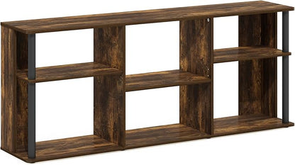 Furinno Classic TV Stand, 3-Tier Entertainment Center with Storage Shelf, Open Back TV Console for TV up to 65 Inch with Plastic Poles, for Living Room, Bedroom, Amber Oak