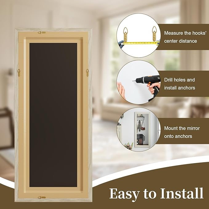 Syndra Modern Full Length Mirror Wood Frame, 56x20'' Large Floor Mirror with HD Tempered Glass & Wall Mount, Rectangular Standing Mirror for Bedroom, Living Room, Entryway, Farmhouse(Grey White Oak)