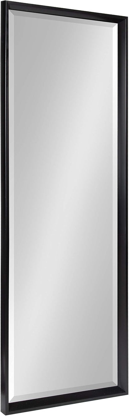 Kate and Laurel Calter Modern Framed Full Length Beveled Wall Mirror, 17.5x49.5 Black