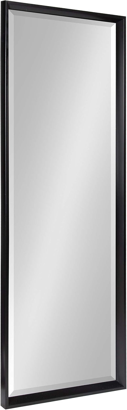 Kate and Laurel Calter Modern Framed Full Length Beveled Wall Mirror, 17.5x49.5 Black