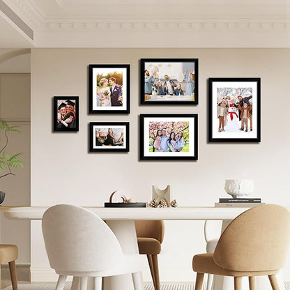 FIXSMITH 8x10 Picture Frame, Black Photo Frame with HD Plexiglass, Display Pictures 5x7 with Mat or 8x10 Without Mat, Picture Frames Collage for Tabletop or Wall Display, 2 Pack