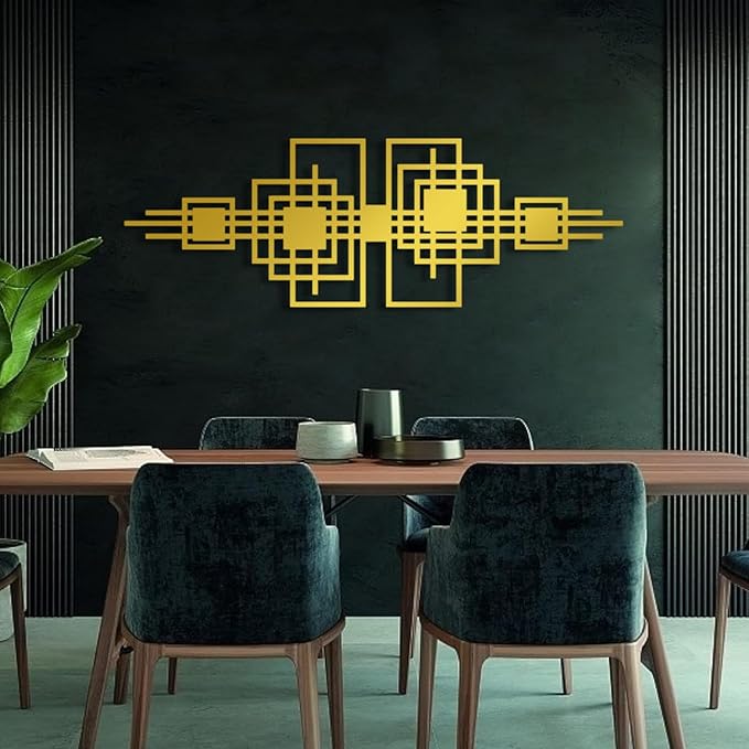 Cadeali Metal Abstract and Geometric Wall Decor, Metal Line Art Wall Decor, Abstract Minimalist Art, Modern Art, Indoor Outdoor Living Room, Bedroom,Office Hangings (35"x11"|90x30cm, White)