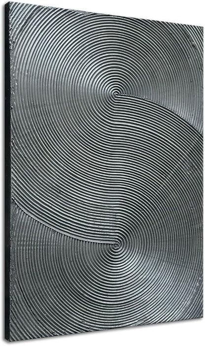 Slyart Handmade Modern Abstract Painting 3D Texture Wall Art 28x40 inches Minimalist Silver Gray Artwork Vertical Painting on Canvas Wall Decor