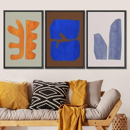 SIGNLEADER Framed Canvas Print Wall Art Set Multicolor Vibrant Mid-Century Figure Collage Abstract Shapes Illustrations Modern Art Boho Decorative for Living Room, Bedroom, Office - 16"x24"x3 BLACK