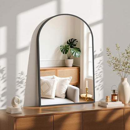 Sweetcrispy 24"x36.5" Arched Black Bathroom Mirrors for Wall, Bathroom Mirrors for Over Sink, Modern Wall Mirrors Arch Decorative for Bathroom, Entryway, Bedroom, Vanity