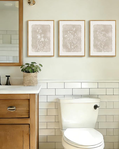 Drsoum Botanical Flower Wall Art Framed Vintage Floral Wall Prints Wildflower Neutral Rustic Bohemain Artwork Farmhouse Bedroom Ready to Hang 11x14in Natural Framed