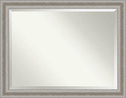 Amanti Art Silver Bathroom Mirror for Over Sink, 36x46 Parlor Silver Rectangle Vanity Mirror, X-Large Traditional Frame, Hangs Horizonally and Vertically, Bathroom Wall Decor, Beveled Edge