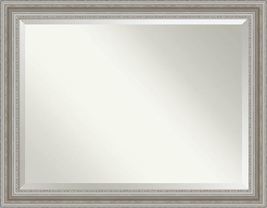Amanti Art Silver Bathroom Mirror for Over Sink, 36x46 Parlor Silver Rectangle Vanity Mirror, X-Large Traditional Frame, Hangs Horizonally and Vertically, Bathroom Wall Decor, Beveled Edge