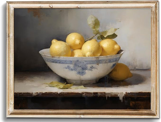 uniro Vintage Wall Art Prints, Vintage Lemons Still Life Canvas Art Prints Painting, Antique Fruit Wall Art Picture, Rustic Kitchen Art Farmhouse Wall Decor for Kitchen, Dining Desktop Decor - ( 8" x 10"-UNFRAMED)