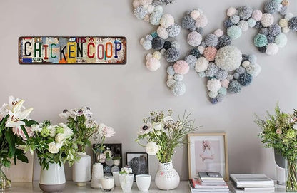 Chicken Coop Vintage Metal Tin Sign - Rustic Farmhouse Wall Art for Barn, Garden, Kitchen, Farm Décor - 4x16 Inch