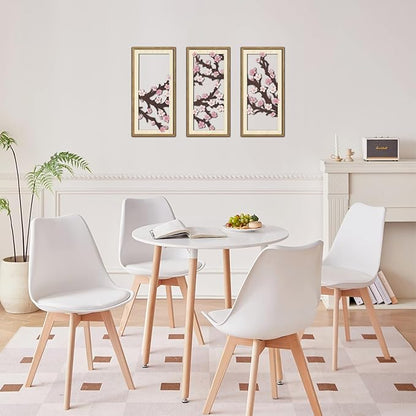 IARTTOP Cherry Blossom Wood Wall Decor Set of 3 Pink Flower Wall Art Japanese Sakura Tree Artwork Farmhouse Minimalist Botanical Print Decor for Living Room Bedroom Framed 7.9 x15.8 Inch