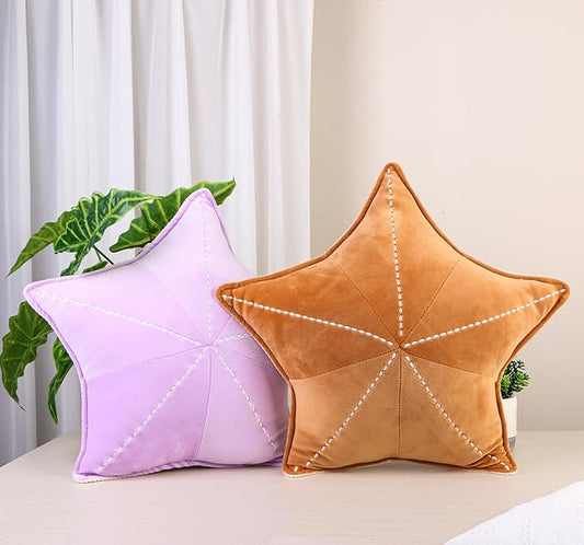 Starfish, Shell Plush Pillow, Car & Waist Cushion, Interesting Characteristic Chair Cushion (19.6in, Brown)