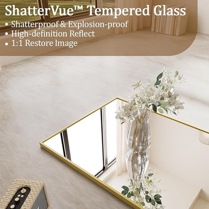 Koonmi 56"x21" Floor Mirror Full Length, Bedroom Floor Body Mirror with Stand, Large Gold Mirror, Leaning, Standing or Hanging Horizontally/Vertically