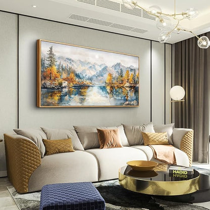ZUITINGHUA Wood Framed Canvas Wall Art For Living Room Large Wall Decor For Bedroom Forest Mountain Landscape Paintings Office Decorations Farmhouse Home Mural Watercolour Pictures Artwork 20x40 In