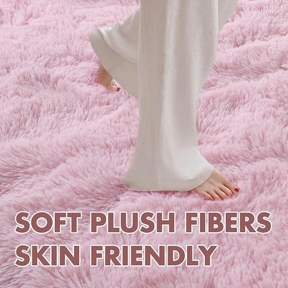 8x10 Ft Extra Large Pink Rugs for Living Room Girls, Shag Fluffy Area Rug for Bedroom, Ultra Soft Furry Rug Indoor Carpet for Kids Room Nursery Home Decor