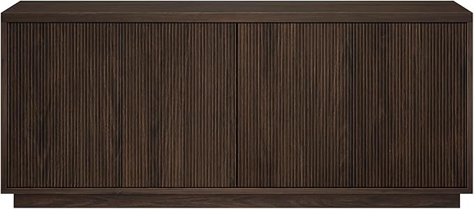 Henn&Hart Fluted TV Stand for TVs up to 65" with 2 Concealed Ribbed Storage Cabinets and Adjustable Shelves for Living Room, Family Room, or Office, Rich Brown