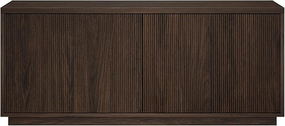 Henn&Hart Fluted TV Stand for TVs up to 65" with 2 Concealed Ribbed Storage Cabinets and Adjustable Shelves for Living Room, Family Room, or Office, Rich Brown